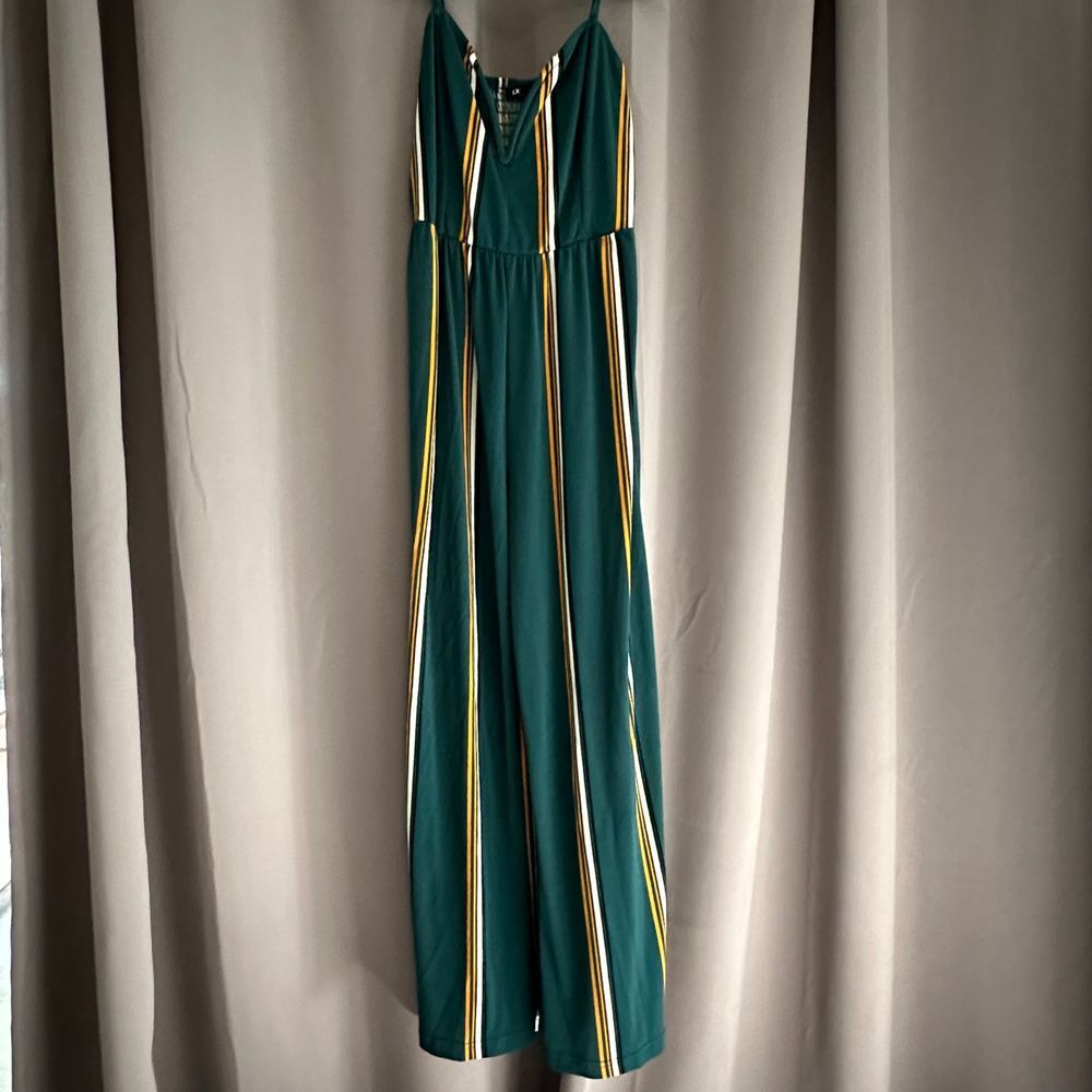 Express Emerald Green Striped jumper Spaghetti Strap Summer Boho Chic